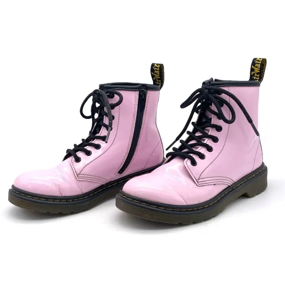 Dr. Martens Junior 1460 8-Eye Combat Boot Light Pastel Pink Leather Girls Size 2